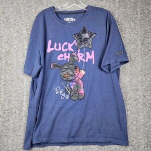 BKYS Graphic T-Shirt Women 2XL Navy Blue Voodoo Bunny Lucky Charm Streetwear Tee
